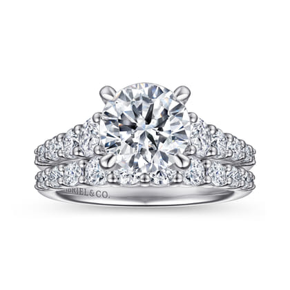 Rease - 14K White Gold Round Diamond Engagement Ring