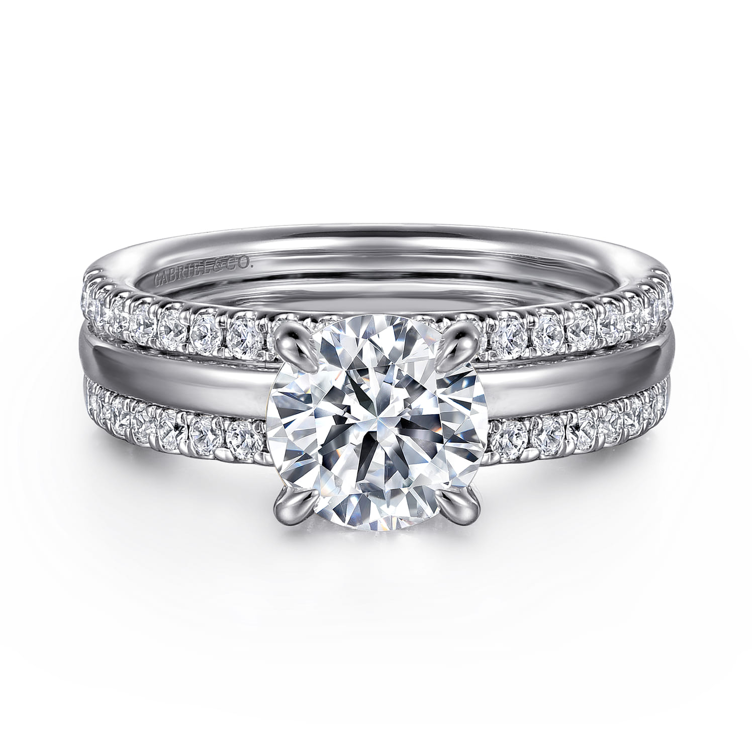 Reba - 14K White Gold Round Diamond Engagement Ring