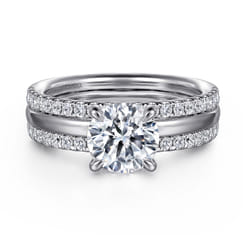 Reba - 14K White Gold Round Diamond Engagement Ring