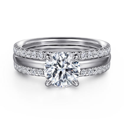 Reba - 14K White Gold Round Diamond Engagement Ring