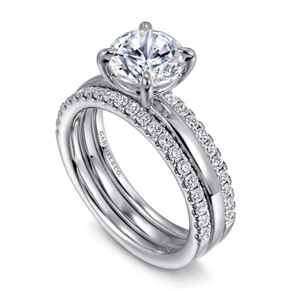 Reba - 14K White Gold Round Diamond Engagement Ring