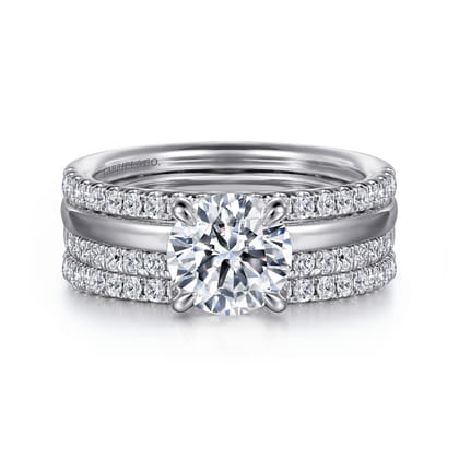 Reba - 14K White Gold Round Diamond Engagement Ring