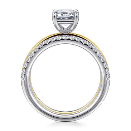 Reba - 14K White-Yellow Gold Emerald Cut Diamond Engagement Ring