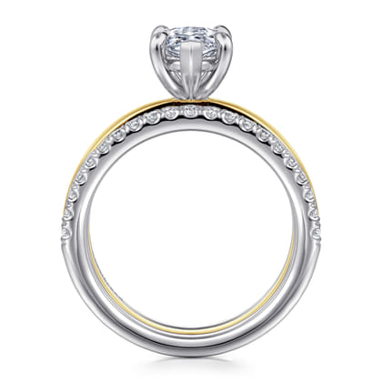 Reba - 14K White-Yellow Gold Marquise Shape Diamond Engagement Ring