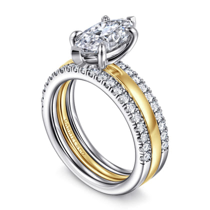 Reba - 14K White-Yellow Gold Marquise Shape Diamond Engagement Ring
