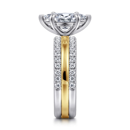 Reba - 14K White-Yellow Gold Marquise Shape Diamond Engagement Ring