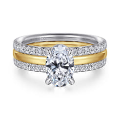 Reba - 14K White-Yellow Gold Oval Diamond Engagement Ring