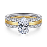 Reba - 14K White-Yellow Gold Oval Diamond Engagement Ring