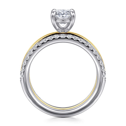 Reba - 14K White-Yellow Gold Oval Diamond Engagement Ring
