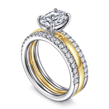 Reba - 14K White-Yellow Gold Oval Diamond Engagement Ring