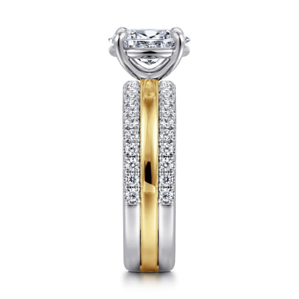 Reba - 14K White-Yellow Gold Oval Diamond Engagement Ring