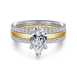 Reba - 14K White-Yellow Gold Pear Shape Diamond Engagement Ring