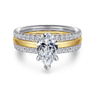 Reba - 14K White-Yellow Gold Pear Shape Diamond Engagement Ring