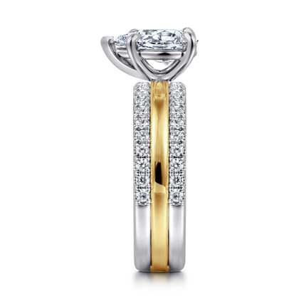 Reba - 14K White-Yellow Gold Pear Shape Diamond Engagement Ring