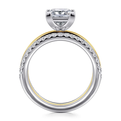 Reba - 14K White-Yellow Gold Princess Cut Diamond Engagement Ring