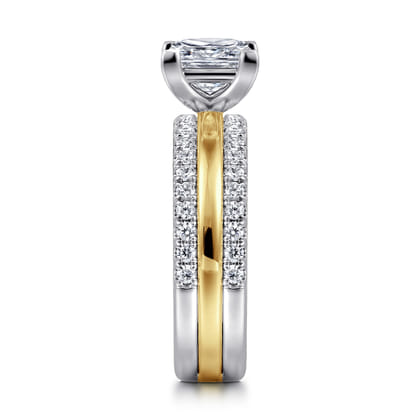 Reba - 14K White-Yellow Gold Princess Cut Diamond Engagement Ring