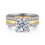Reba - 14K White-Yellow Gold Round Diamond Engagement Ring
