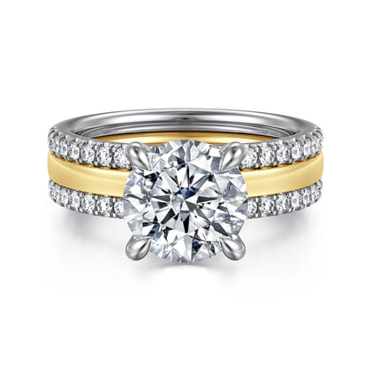 Reba - 14K White-Yellow Gold Round Diamond Engagement Ring