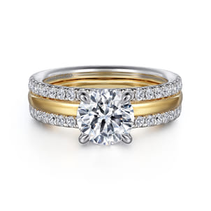 Reba - 14K White-Yellow Gold Round Diamond Engagement Ring