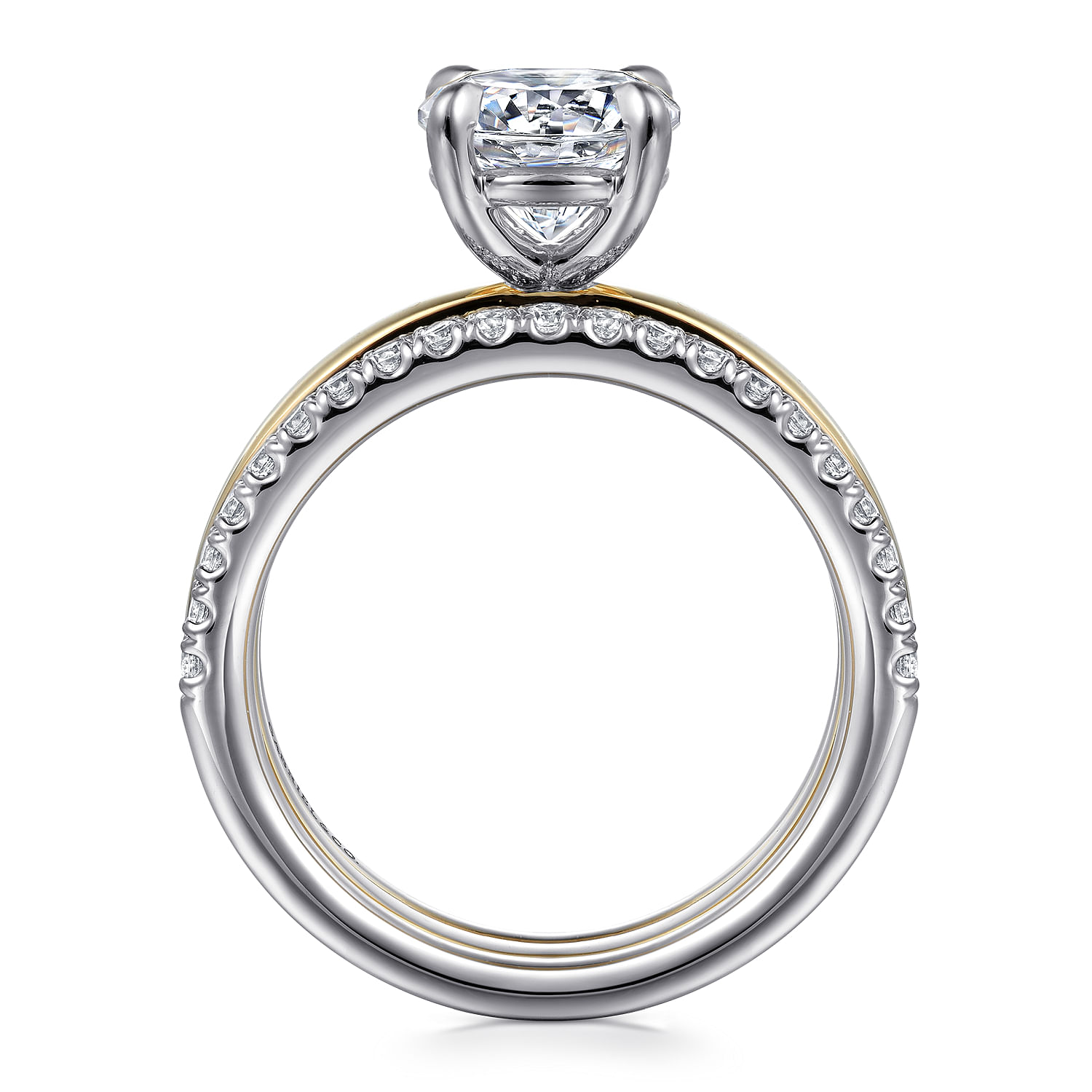 Reba - 14K White-Yellow Gold Round Diamond Engagement Ring