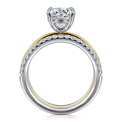 Reba - 14K White-Yellow Gold Round Diamond Engagement Ring