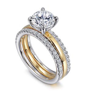 Reba - 14K White-Yellow Gold Round Diamond Engagement Ring