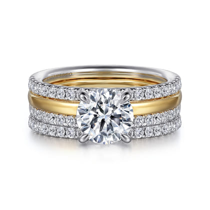 Reba - 14K White-Yellow Gold Round Diamond Engagement Ring