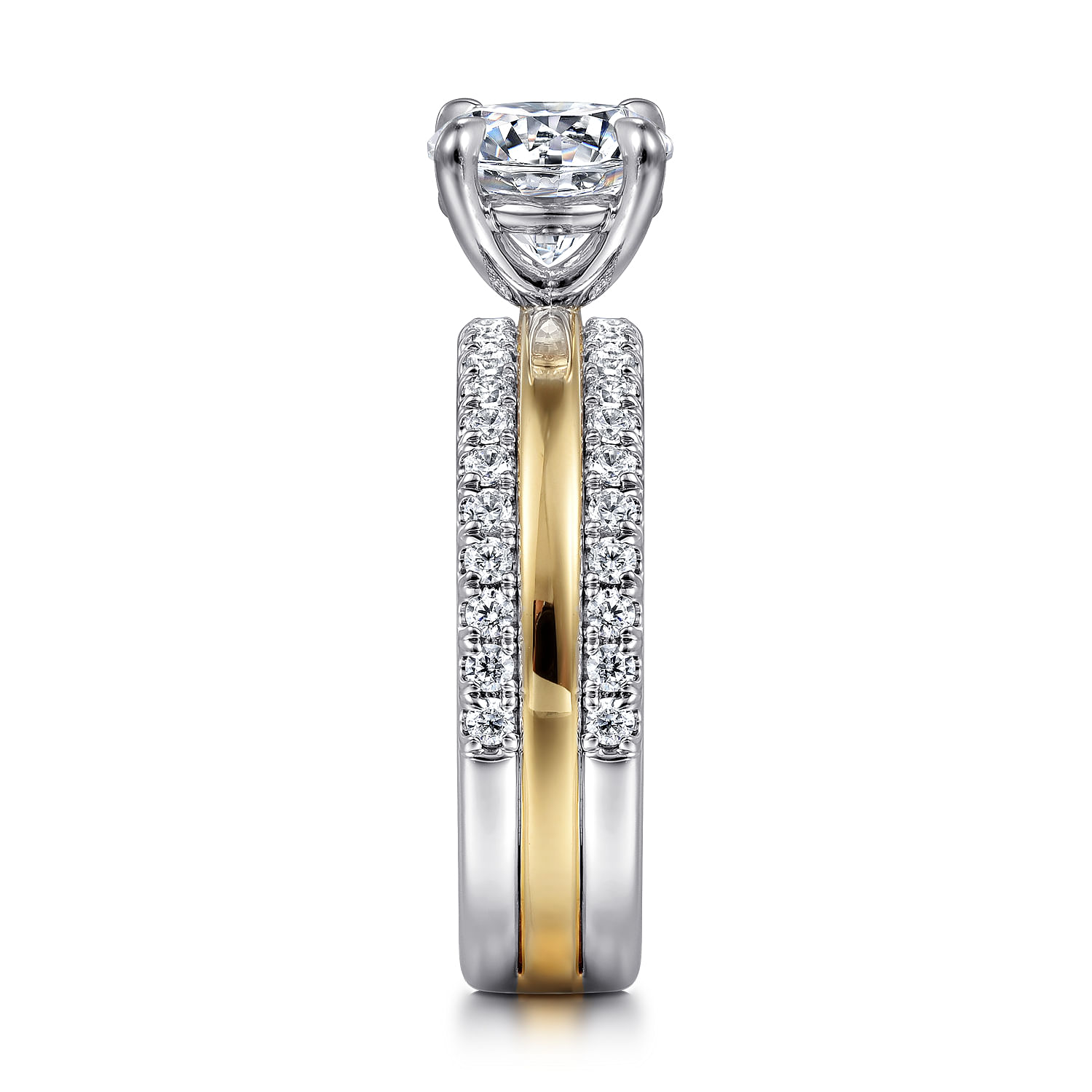 Reba - 14K White-Yellow Gold Round Diamond Engagement Ring