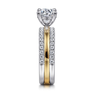 Reba - 14K White-Yellow Gold Round Diamond Engagement Ring