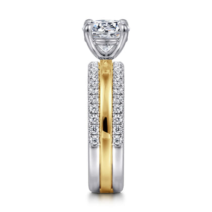 Reba - 14K White-Yellow Gold Round Diamond Engagement Ring