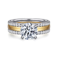Reba - 14K White-Yellow Gold Round Diamond Engagement Ring