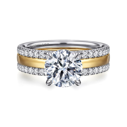 Reba - 14K White-Yellow Gold Round Diamond Engagement Ring