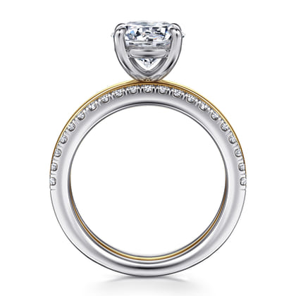 Reba - 14K White-Yellow Gold Round Diamond Engagement Ring