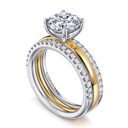 Reba - 14K White-Yellow Gold Round Diamond Engagement Ring