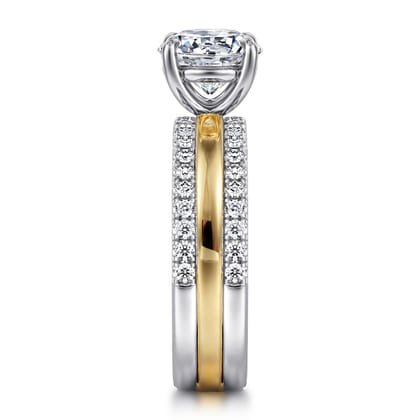 Reba - 14K White-Yellow Gold Round Diamond Engagement Ring