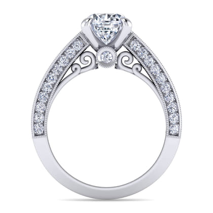 Rebecca - Vintage Inspired 14K White Gold Wide Band Oval Diamond Channel Set Engagement Ring