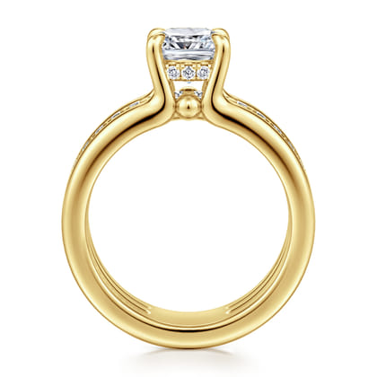 Reeba - 14K Yellow Gold Cushion Cut Diamond Engagement Ring