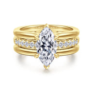 Reeba - 14K Yellow Gold Marquise Shape Diamond Engagement Ring