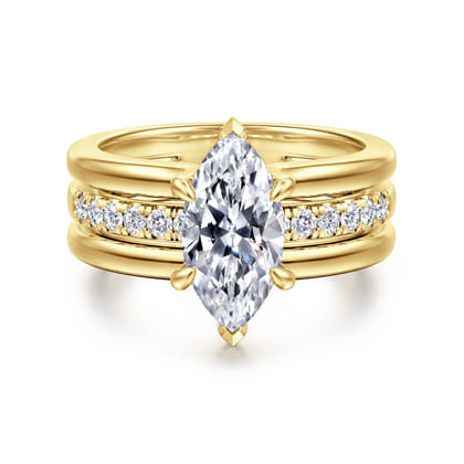 Reeba - 14K Yellow Gold Marquise Shape Diamond Engagement Ring