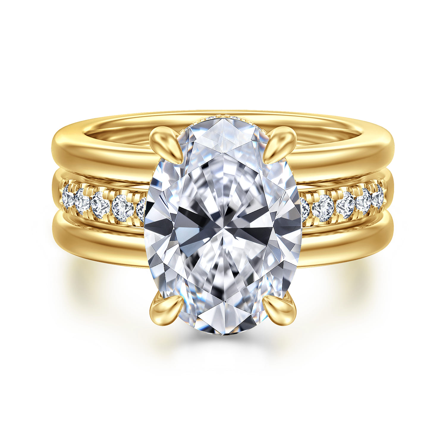 Reeba - 14K Yellow Gold Oval Diamond Engagement Ring