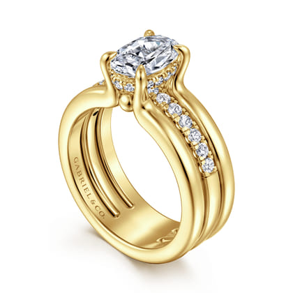 Reeba - 14K Yellow Gold Oval Diamond Engagement Ring