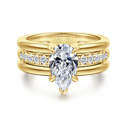 Reeba - 14K Yellow Gold Pear Shape Diamond Engagement Ring