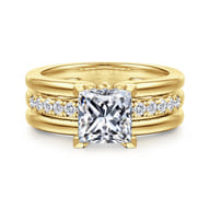 Reeba - 14K Yellow Gold Princess Cut Diamond Engagement Ring