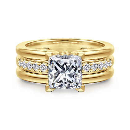 Reeba - 14K Yellow Gold Princess Cut Diamond Engagement Ring