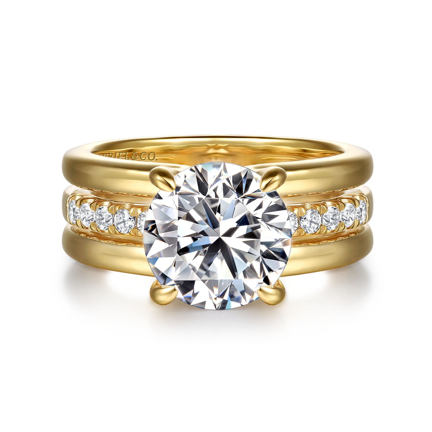 Reeba - 14K Yellow Gold Round Diamond Engagement Ring