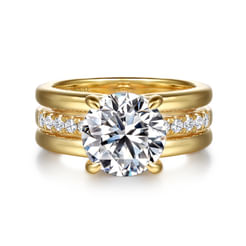 14K Yellow Gold Round Diamond Engagement Ring