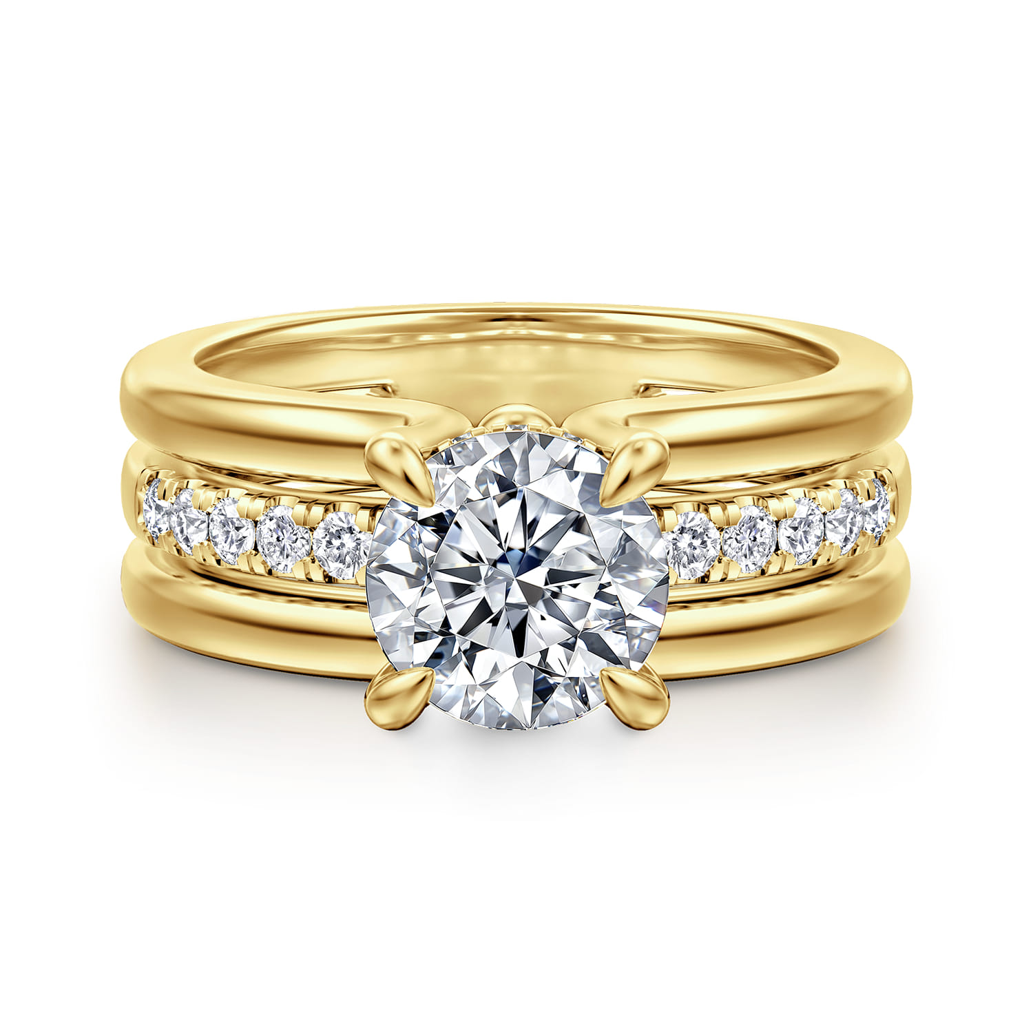 Reeba - 14K Yellow Gold Round Diamond Engagement Ring