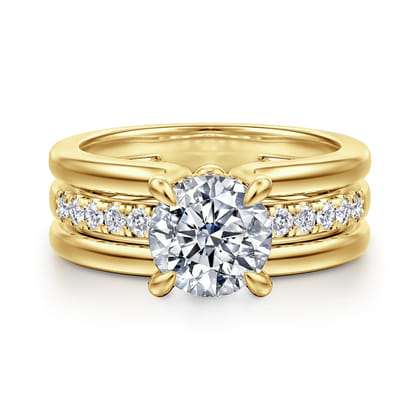 Reeba - 14K Yellow Gold Round Diamond Engagement Ring