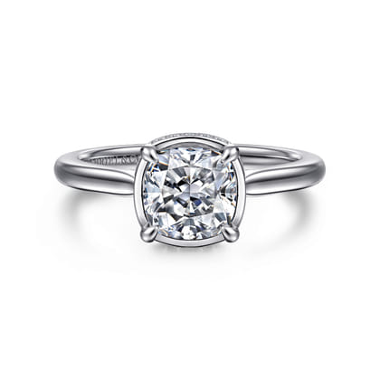 Reece - 14K White Gold Cushion Cut Bezel Prong Diamond Engagement Ring