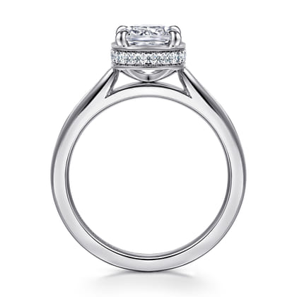 Reece - 14K White Gold Cushion Cut Bezel Prong Diamond Engagement Ring